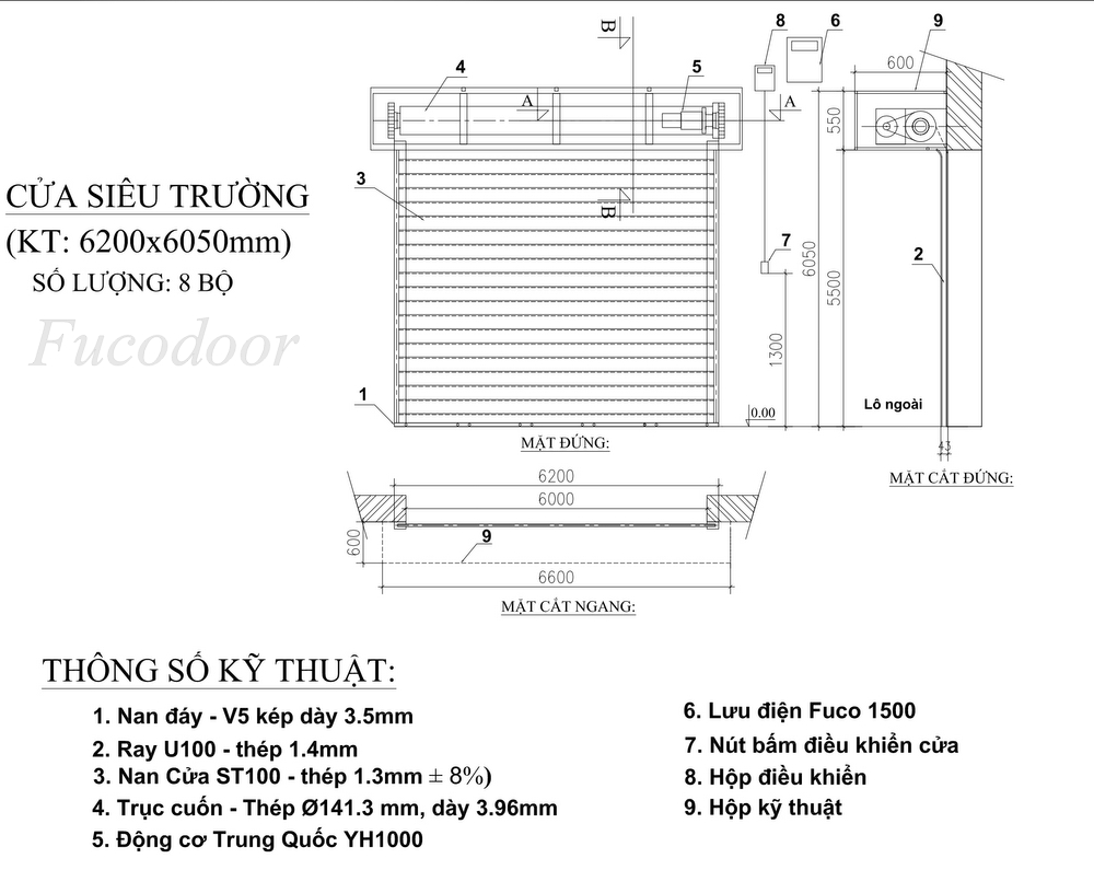 Cửa cuốn siêu trường sơn tĩnh điện dầy 1.3ly